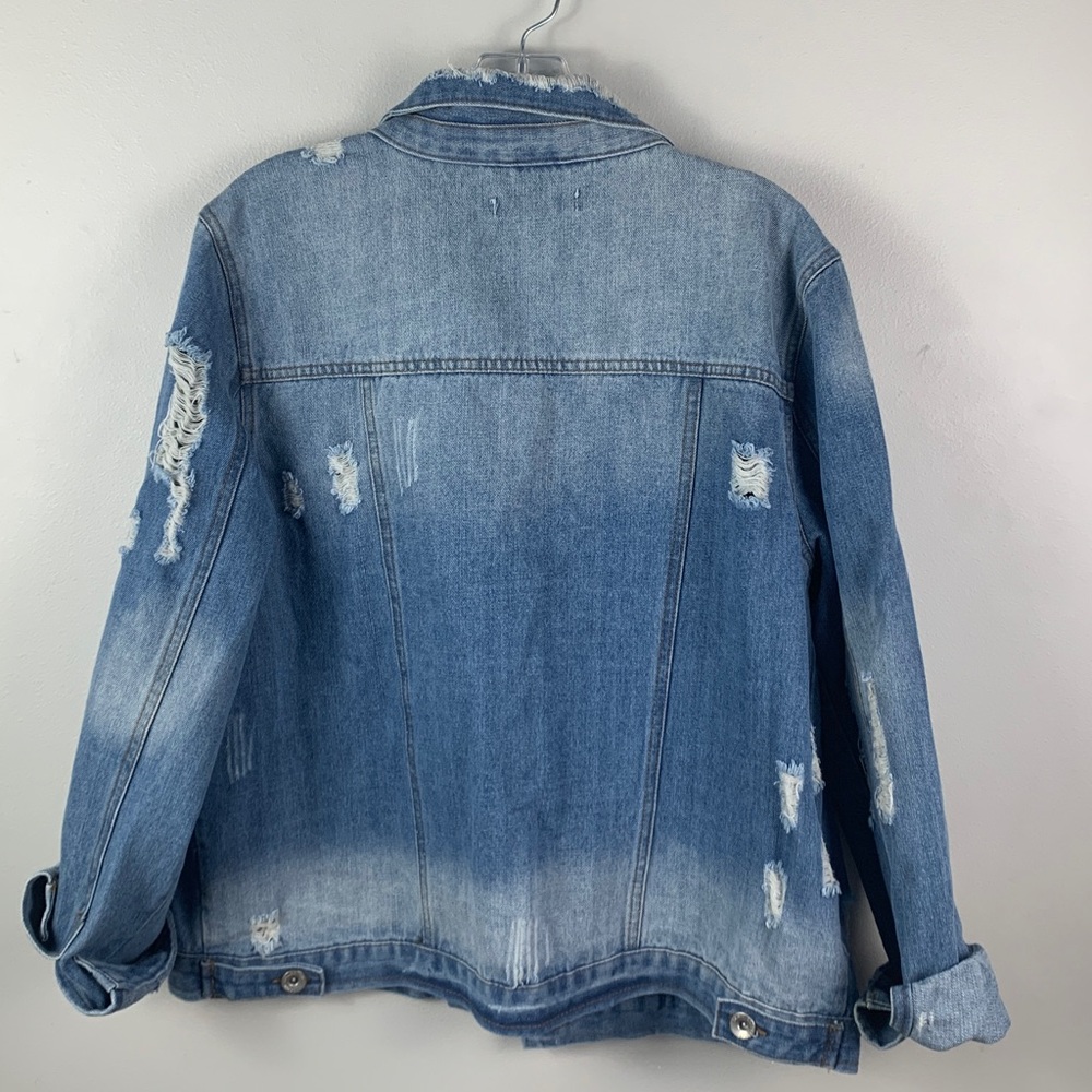 Ci Sono Deconstructed Denim Boyfriend Jacket Intentionally Distressed - Picture 6 of 9